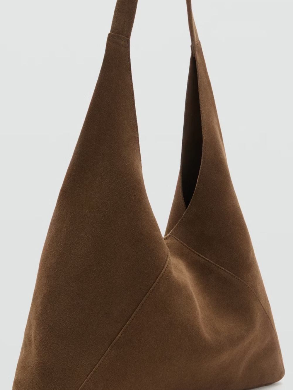 Mango Brown Suede Hobo Shoulder Bag - Picture 2 of 5